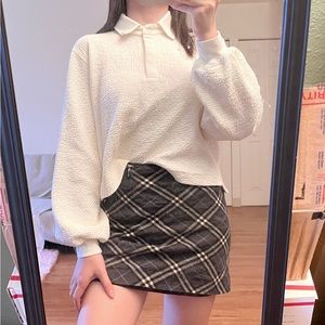 Other stories textured boxy sweater collared sweatshirt